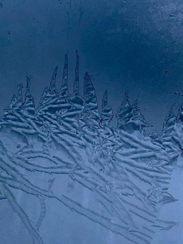 Ice Art on the window of the bus coming home tonight!