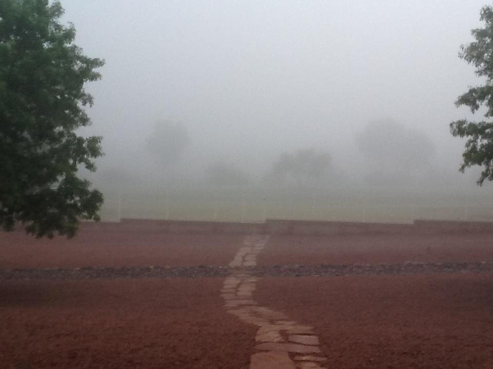 Fog! Something I have not seen since leaving the Bay Area! And, yes there are golfers out there. Maybe the fog will help them. They certainly need help!