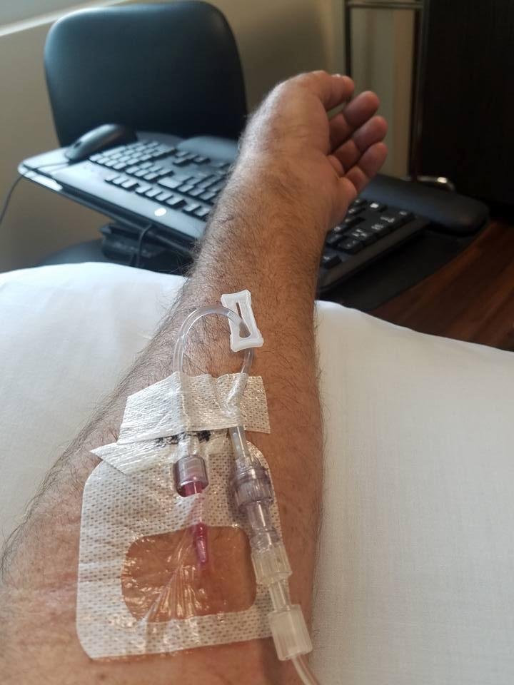 Getting IV antibiotics to treat cat bite. They tell me cat bites are the most common bite they see at Urgent Care. Doctor says I'll make it.
