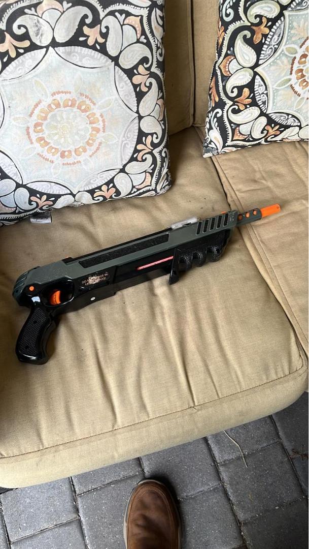 The newest A-salt weapon dems want to ban,Sandra Neto Surico mother uses to harass lizards on the patio!