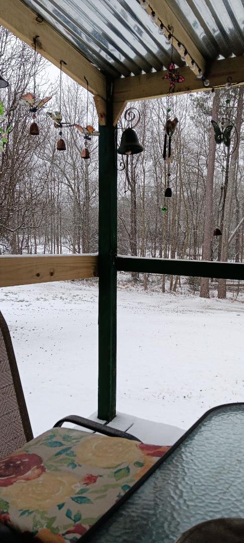 I awoke to a clear backyard....an hour later..it looks like this!!