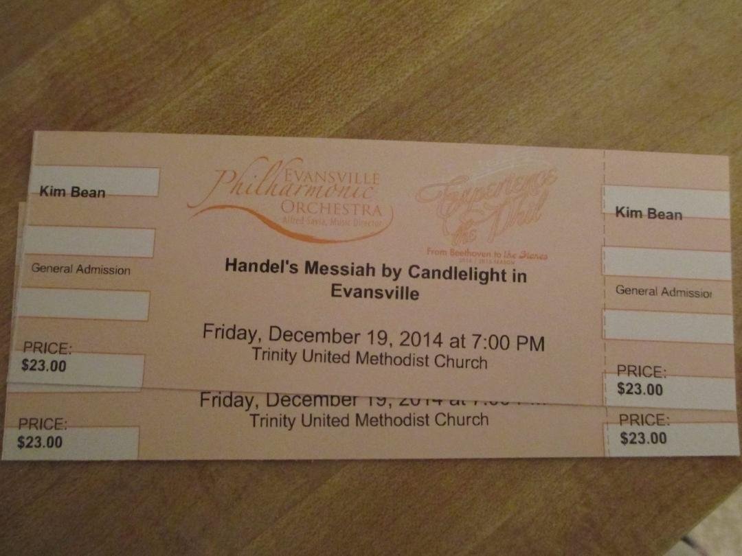 Finally got my tickets for the Handel's Messiah Concert that starts tonight at 7:00!