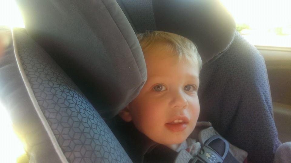 Adam in his car seat beside me...