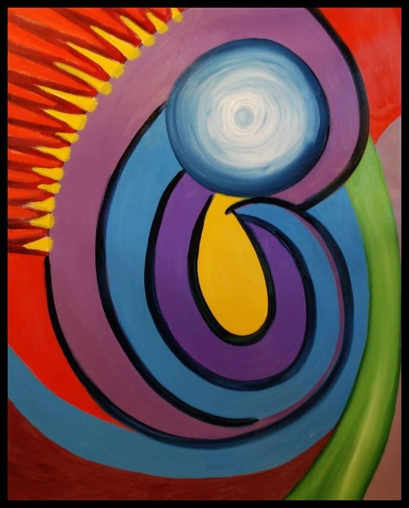 Latest Painting .... This one seems to have channeled both an American Indian Spirit and that of an embryo. Johnny O