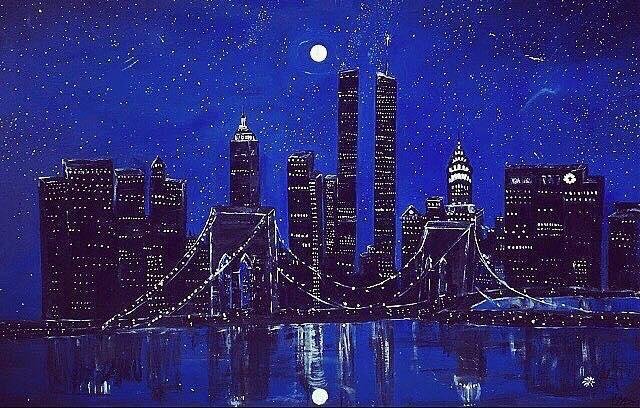 To All my friends; A Springfield artist painted this 18 x 24 painting the day after 9/11/01. Laura Pantoja is pricing her art in a lithographic print for me. I believes it is a tribute of the highest degree.... each star i