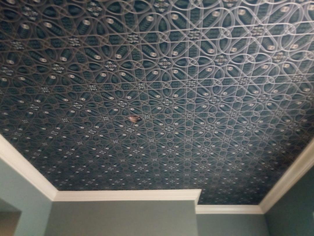 Wallcovering on ceiling
