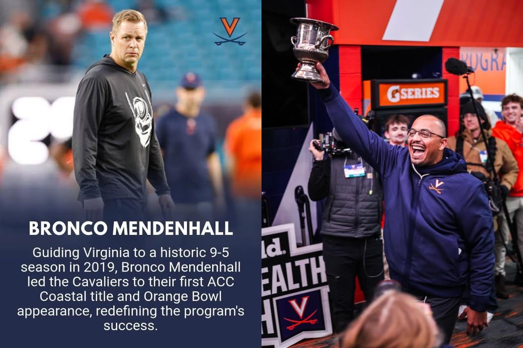 UVA FOOTBALL COACHES BRONCO MENDENHALL & TONY ELLIOTT HAVE RE-DEFINED THE PROGRAM!