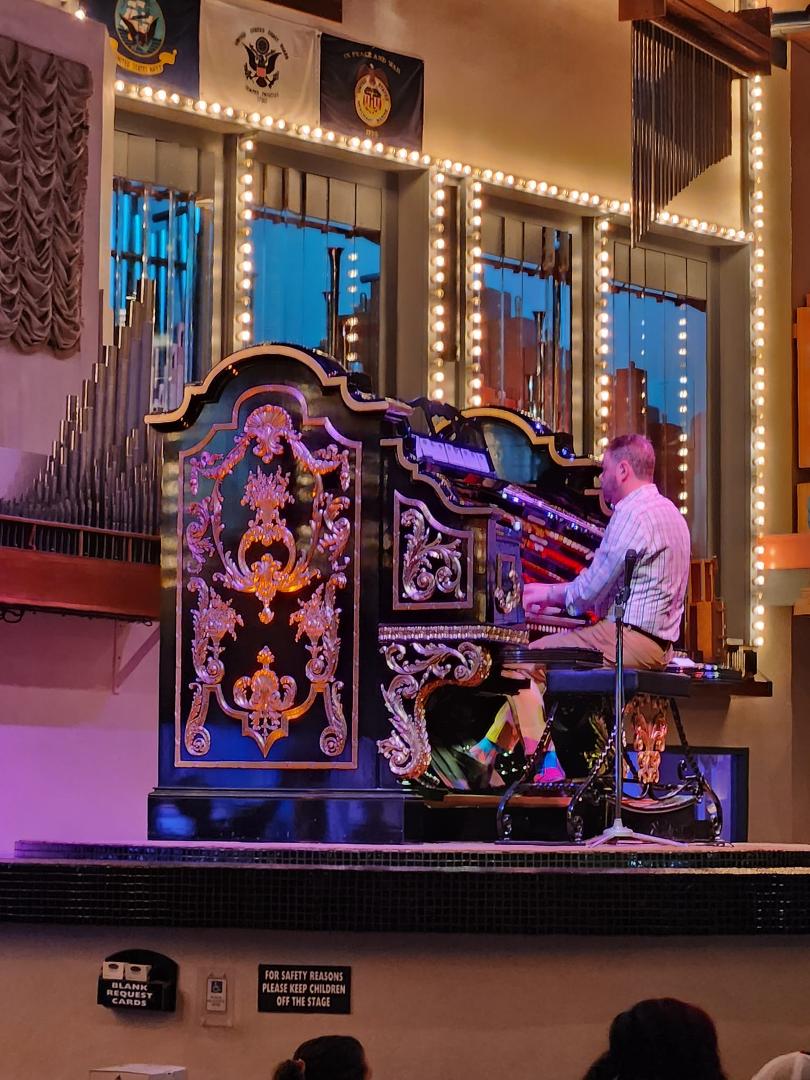 At the Organ Stop Pizza restaurant with Daryl Spivey and Susan Spivey.  The music was great, the pizza was great, the hot fudge sunday was probably a little over the top.