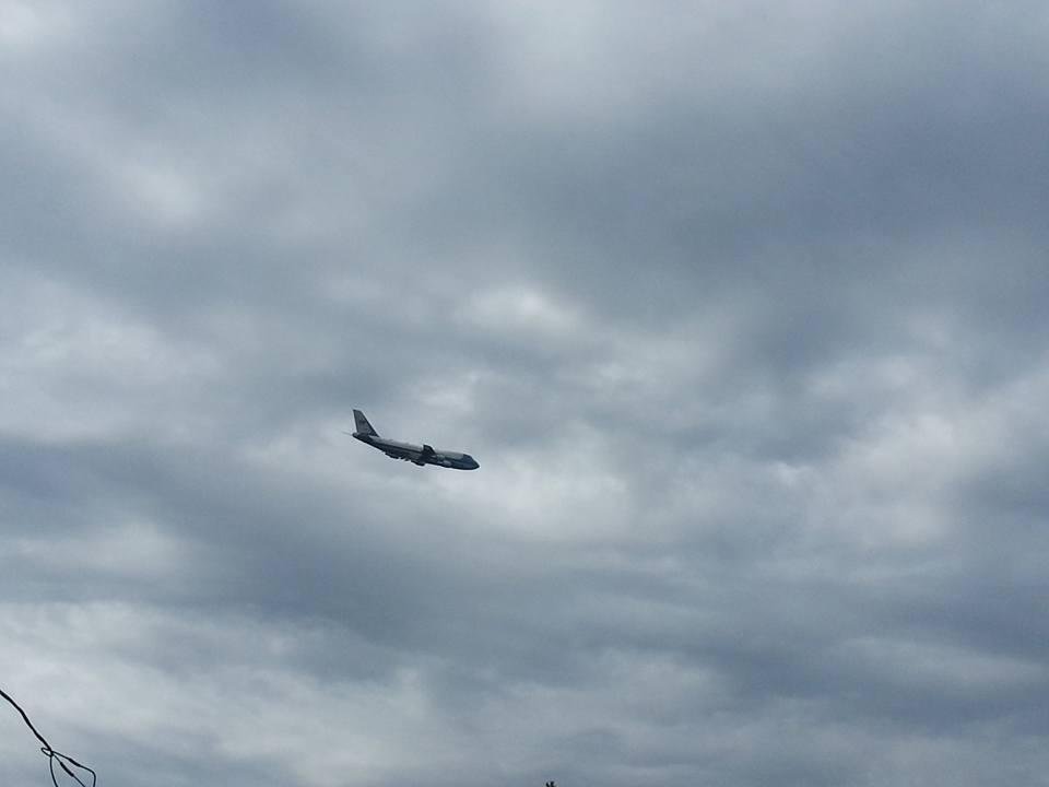 Air Force one flying to Eglin AFB for maintenance.