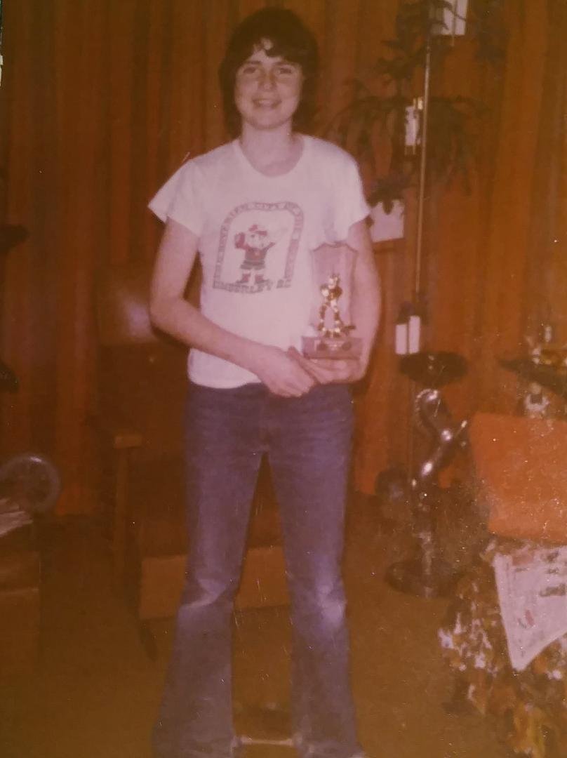 I'm 14 holding a hockey trophy for the tournament victory in Cranbrook BC Our team lead by captain Gally were not to be denied. It was the highlight of my short playing days 🏆