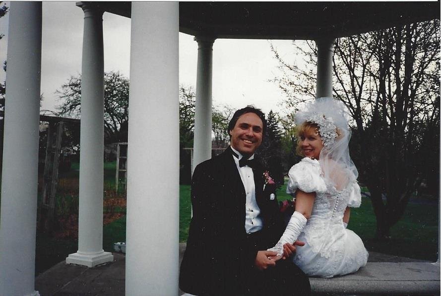 My favorite photo of us...and the only good view of the detailed back of my wedding dress...