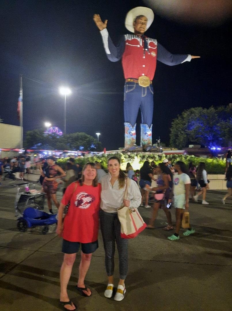 Howdy, Folks! Peg & Hannah at the Texas State Fair after Hannah's dance number Thursday night.