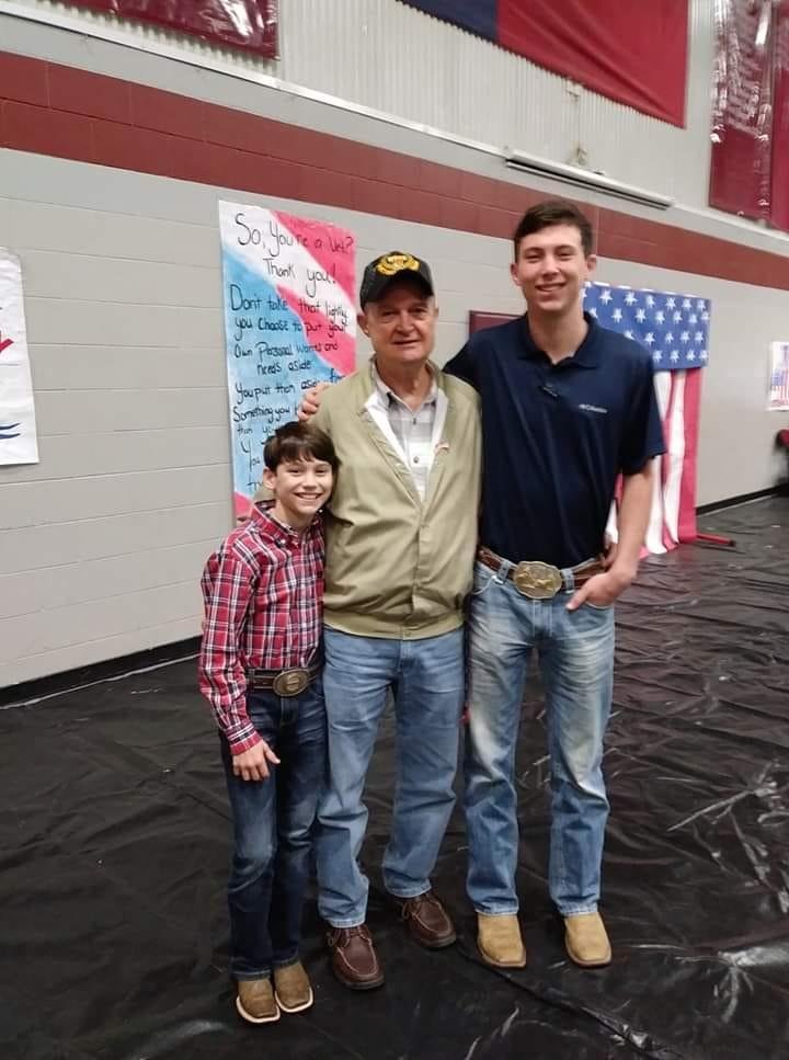Veterans Day with my two Grandsons Teigan(the short guy) and Coyt (the tall guy)..and Paw Paw (thats me) in the middle