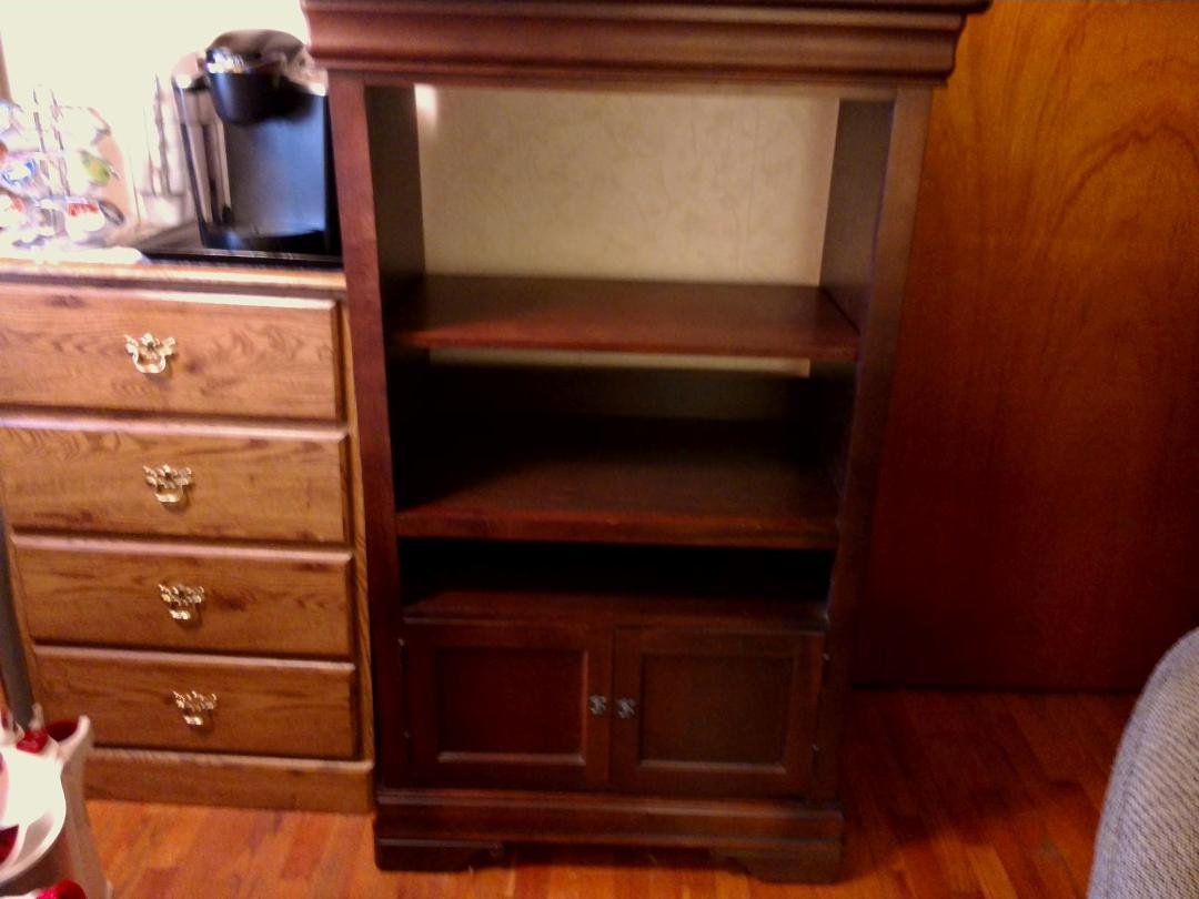 Better pic of solid wood TV cabinet. Perfect condition. Smoke free house. $50.00