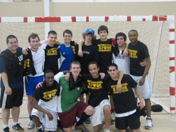 Tony's freshman year indoor soccer team at UMBC.  He's the one on the far left of the front row.
