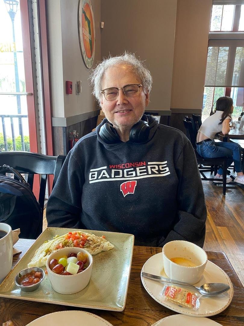 At our favorite breakfast joint. 'On Wisconsin' hey.