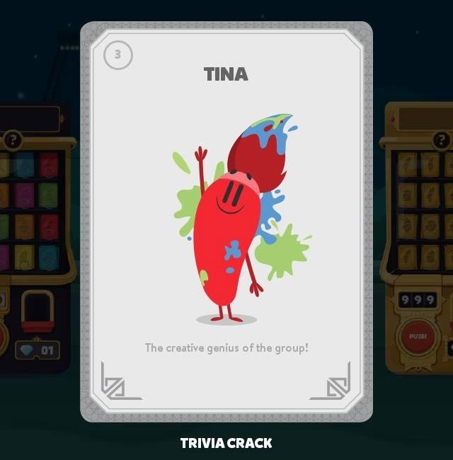 I just won the "Tina" card! Check out my collection! #TriviaCrack