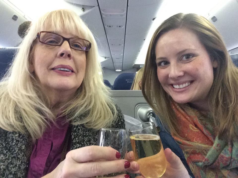 Thank the Delta Gods! Sitting together in Business Elite to Amsterdam! Cheers!