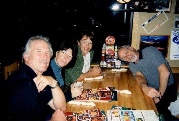 Me and Teri , and Connie and Don we just got done seeing our new granddaughter and are having dinner.