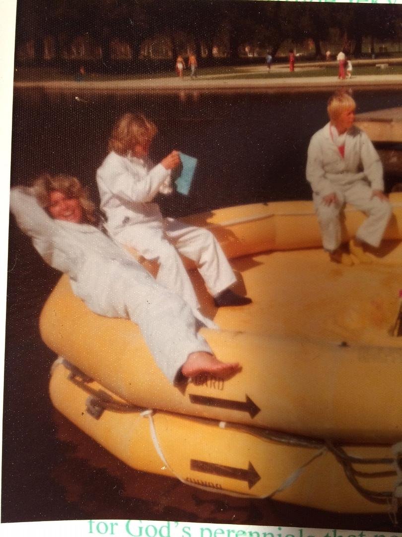 Some things never change. Judy Rowe, Karen Knox-Hurley, Mary Jo Kerr of American Airlines. I think Phyllis Marshall, EAL, took the photo.
