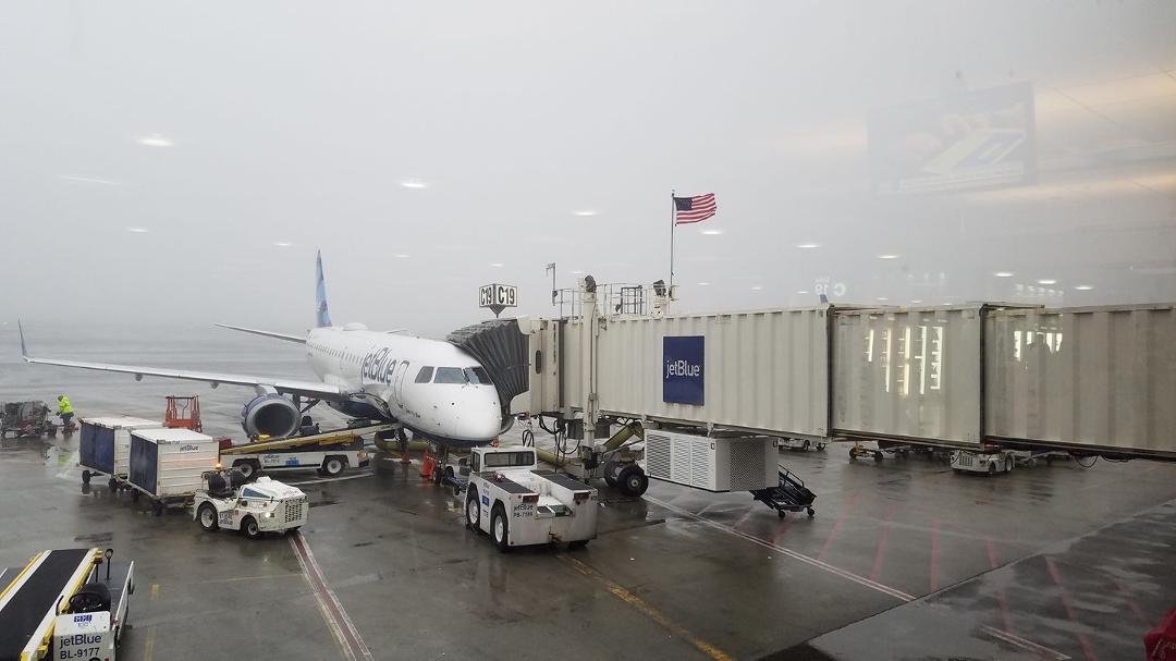 A flag flies above Gate C19 at Boston's Logan Airport in remembrance of those who died on United Airlines Flight 175 on September 11, 2001.
Through this gate passengers boarded the flight to Los Angeles that would be hij
