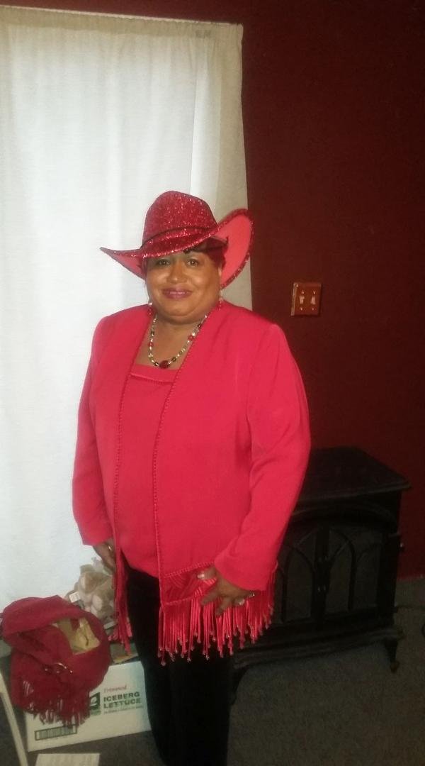Lady in red.