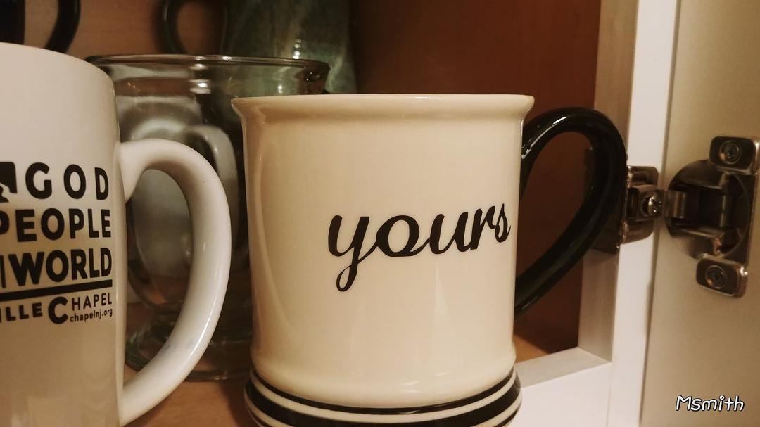Who left there coffee cup her.....come on over at about 7am to claim if full of hot coffee....