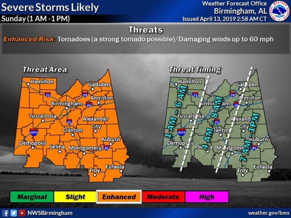 I urge you to go to www.tuscaloosacountyema.org/tuscalert/ and sign up. Alerts will come straight to you cell phone and warn you of severe weather. Stay alert. Cap