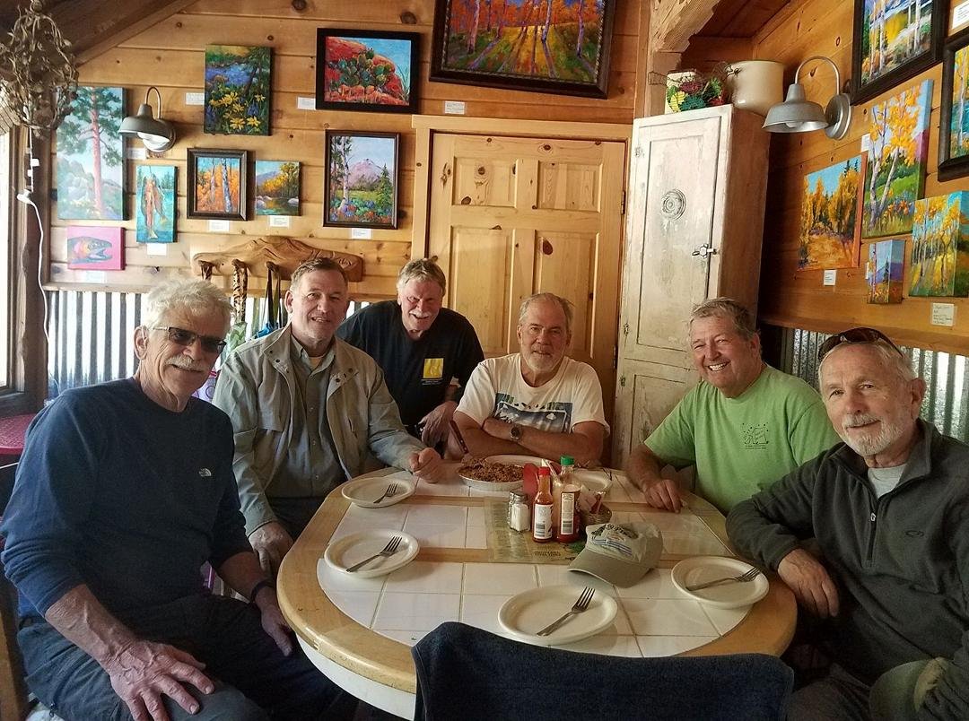 Last week, Wheezers and Geezers over the hill...on way to Snowshoe Thompson's cave.