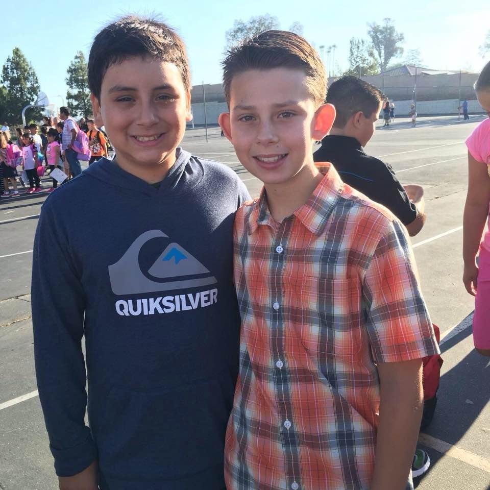 Oh thanks for sending me one Summer! Chris and his buddy, 1st day of school.
