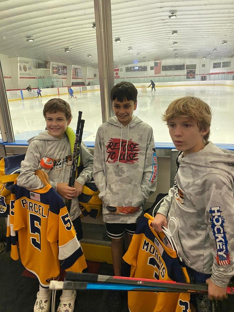 Three buddies meet at Milford Ice Rink today Gavin, Archer and Brody