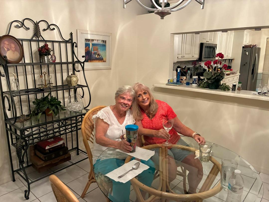 Stephanie and Mary Alice enjoying butter bean soup in Punta Gorda shades of Taylor’s chili parlor in CarlinvilleYeehaw