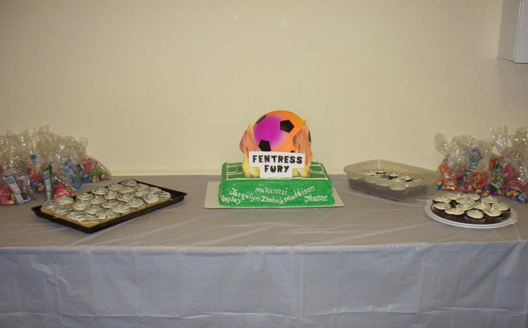 Soccer cake made by Julie and Livvy.