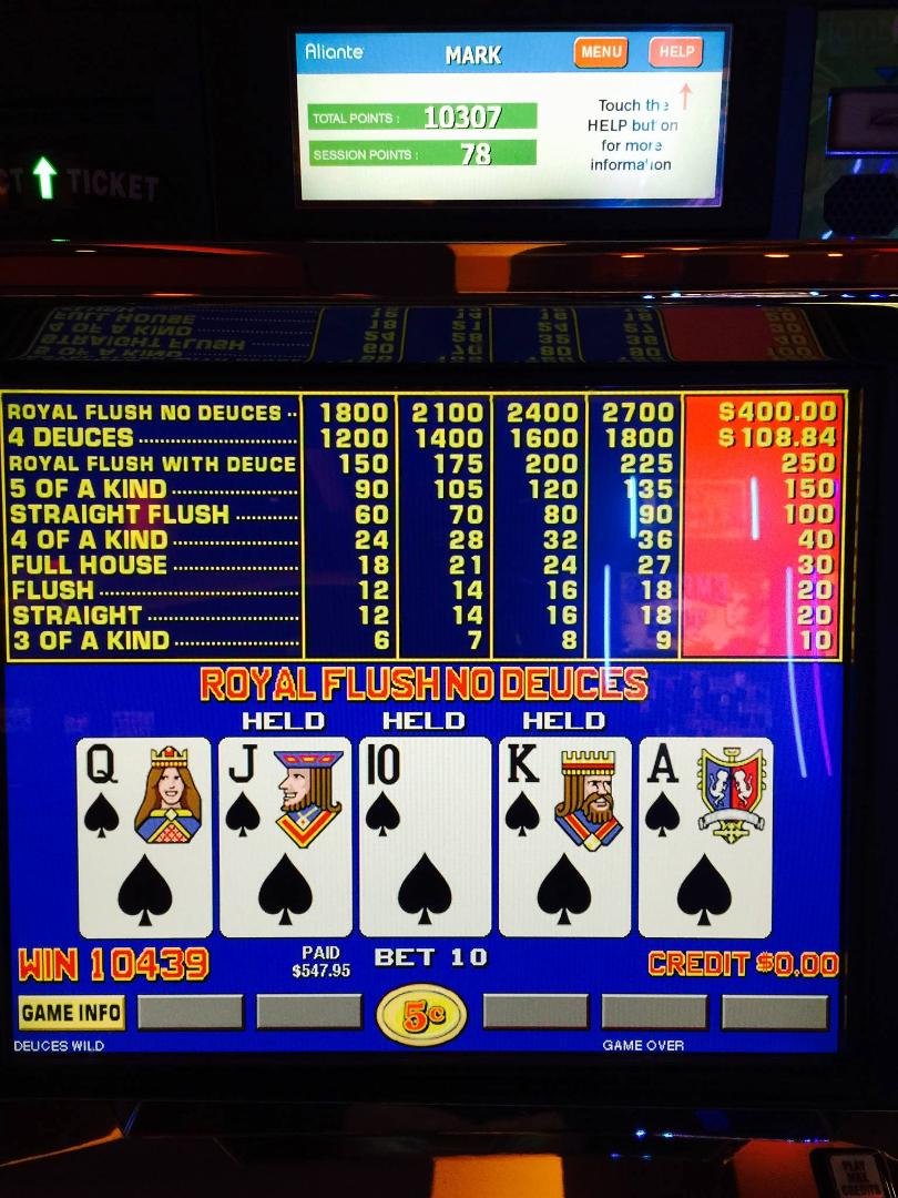 Hit the Royal Flush which usually only happens when I'm on the toilet. $547.00. SWEET!