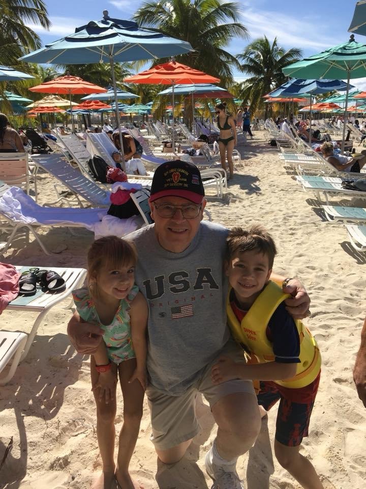 Enjoying Castaway Bay with our youngest grandchildren Ryan and Elizabeth. On Disney cruise with Karen and Tom’s families. Thanks to hurricane Florence we canceled Halloween cruise to take Christmas one. Had great time.