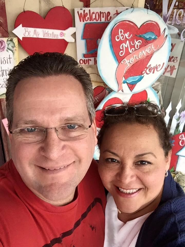 With my incredible wife on her birthday, in downtown Orange!