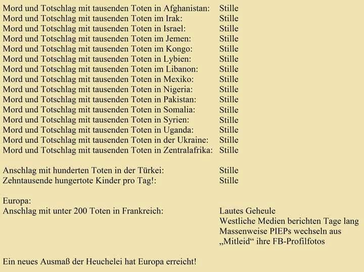 Wo ist hier eure Solidarität mit all den hunderttausenden von Toten!
