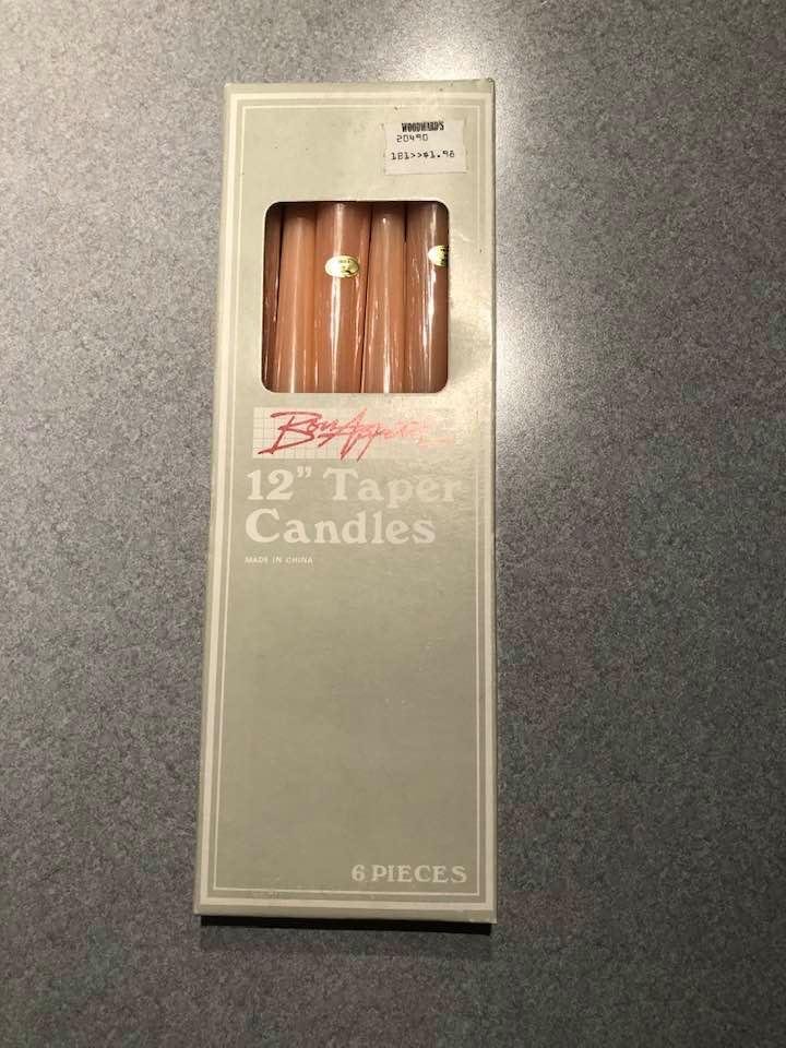 WOW!!!
Doing some cleaning and purging. A spare box of our wedding candles.
Who remembers WOODWARD’S? LOL
😜