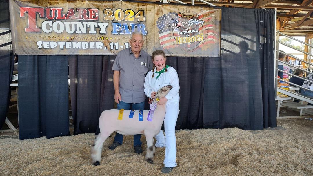 Reese Gonderman of Exeter 4-H had the 4-H Reserve Champion Speckle. Congratulations on your dedication with this project. Lamb sired by Palace.