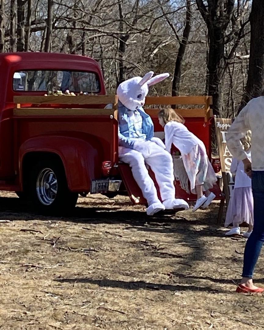 When you go for a ride in the park and come upon the Easter Bunny, you just have to stop. 🤣