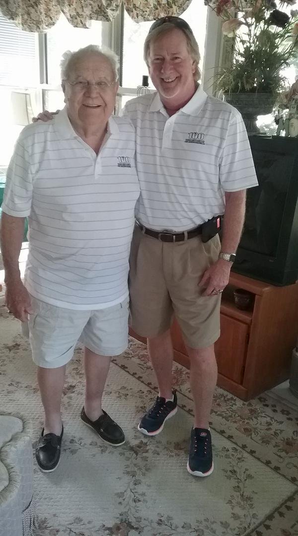 Happy Father's Day!
Spending a little time with Pop, watching NASCAR and swapping stories. He's a retired Fort Jackson Army Drill Sergeant, so I presented him with a polo shirt emblazoned with the Cenntinial logo. I had mi