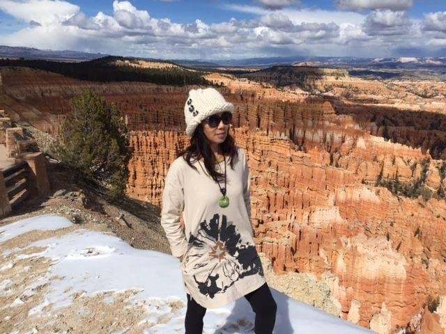 Time for a "new" photo; Zoey in one of her hats on her National Parks trip in part of Zion NP, Utah I think.