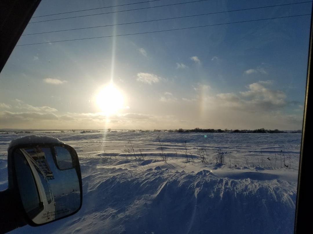 Sun dogs just out of Lancaster on the way to Potosi