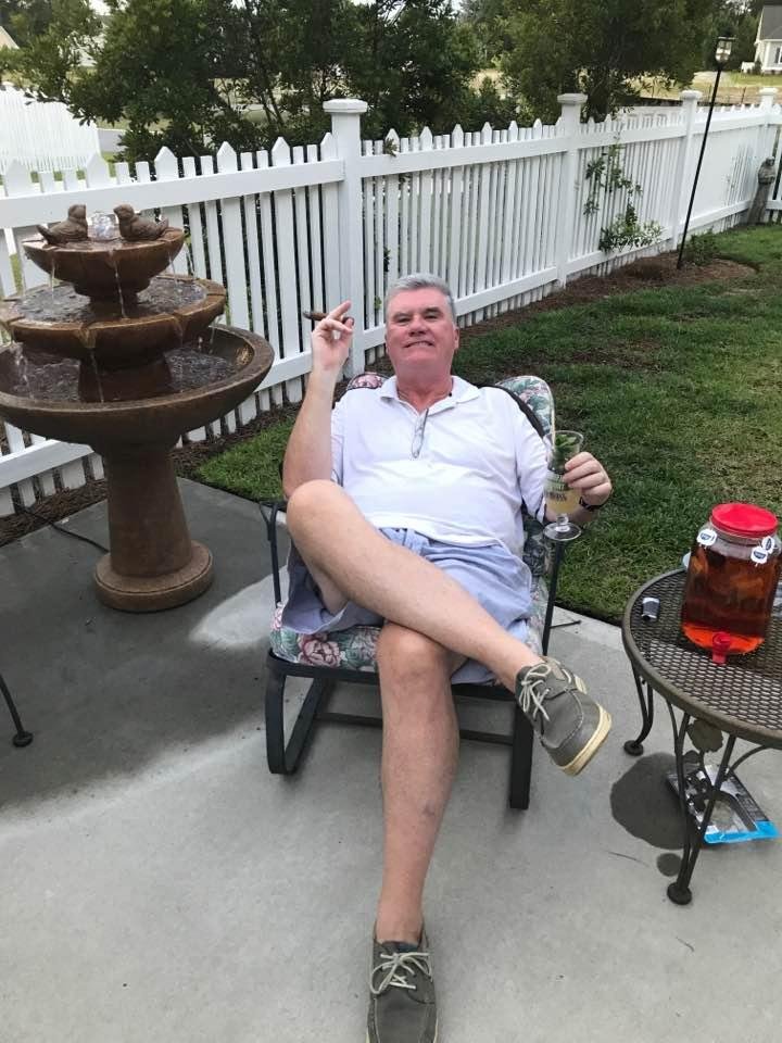 Enjoying our new water fountain with a Mai Tai, thanks JD for the awesome recipe, and cigar in our backyard. Life's good!