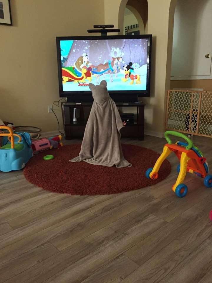 She loves that blanket you guys gave her.