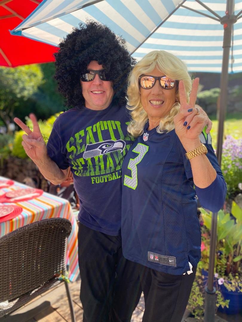 Jenny's 70th BDay.  Doing the Disco while supporting the team