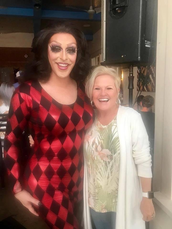Here I am in Florida with my wife's twin sister. You know something funny happens to me when I spend time in the sun. I get lighter and feel a need to have a wardrobe change...Go figure!