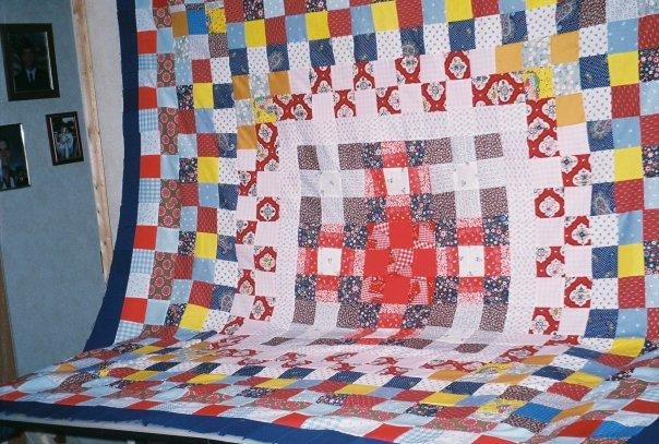 Quilt made out of scraps of material from a friends' Grandmother's closet. 12/09