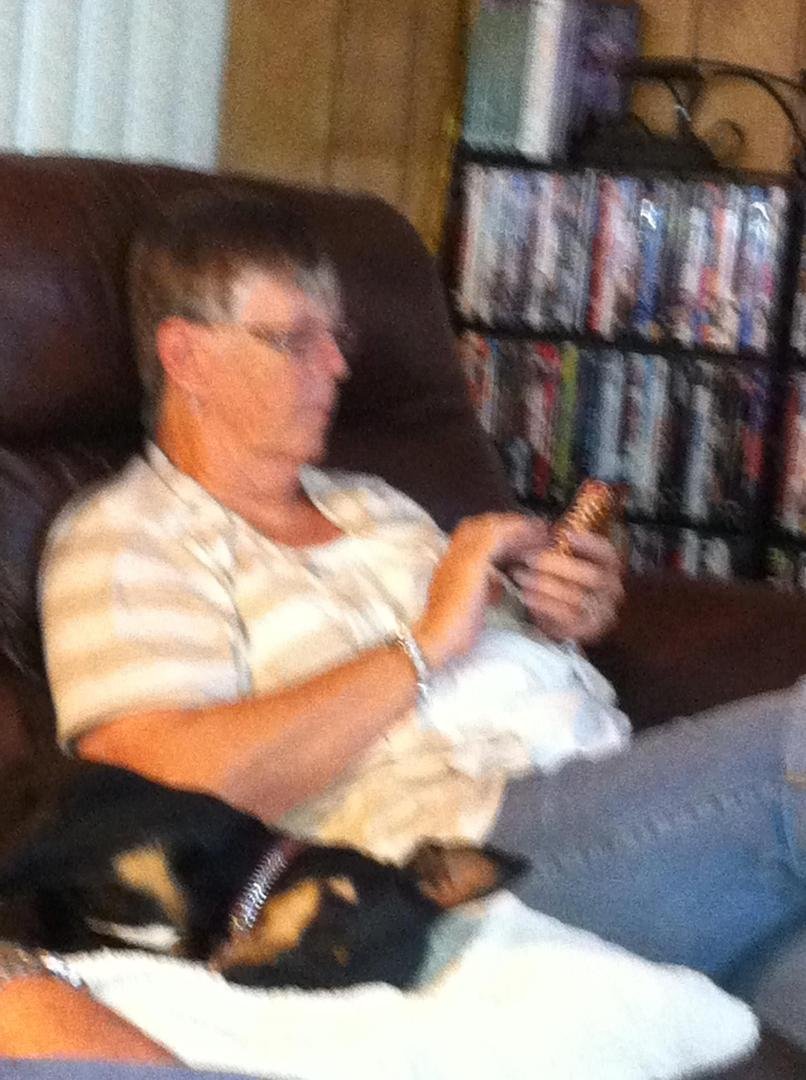 Facebooking with Scooby at Ketner's. 6/11/12