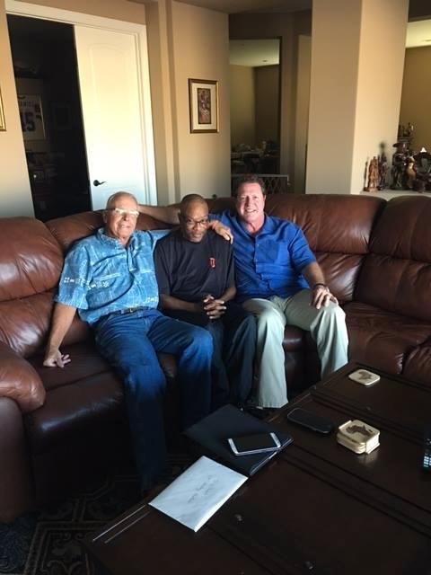 Yesterday I had the privilege of spending the afternoon with two of Cal Poly's best. Coach Sanderson, "Big Jim" and LeCharls McDaniel. LeCharls is one of the most successful DB's in Ca lPoly history. Yesterday catching up